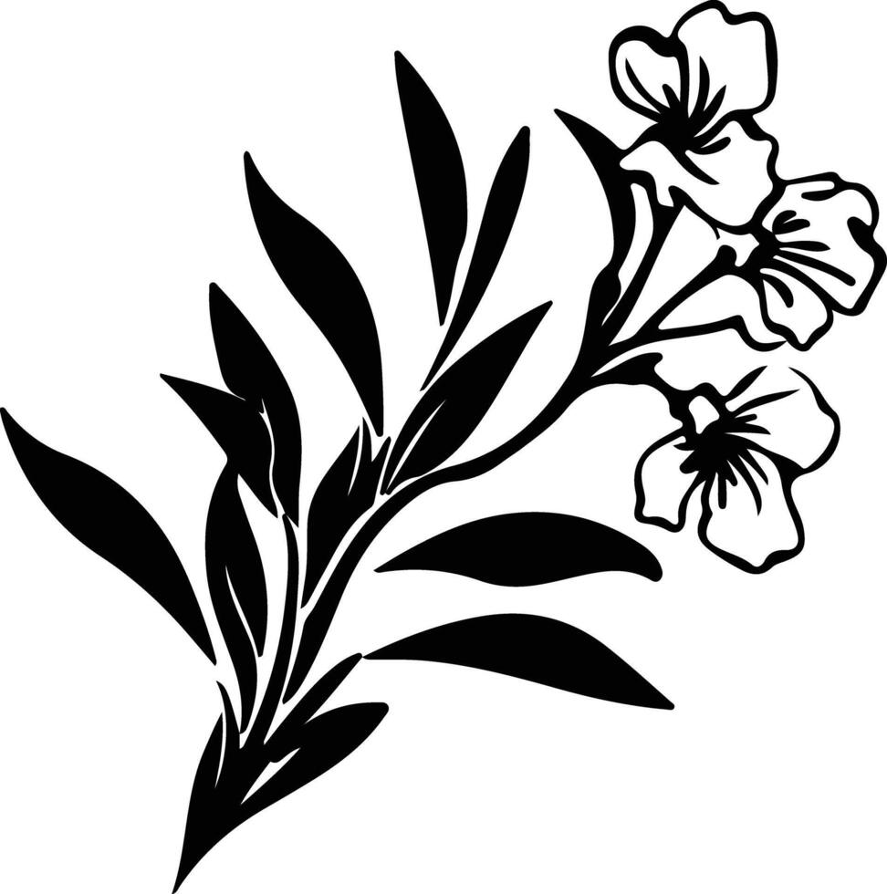 AI generated oleander  black silhouette vector