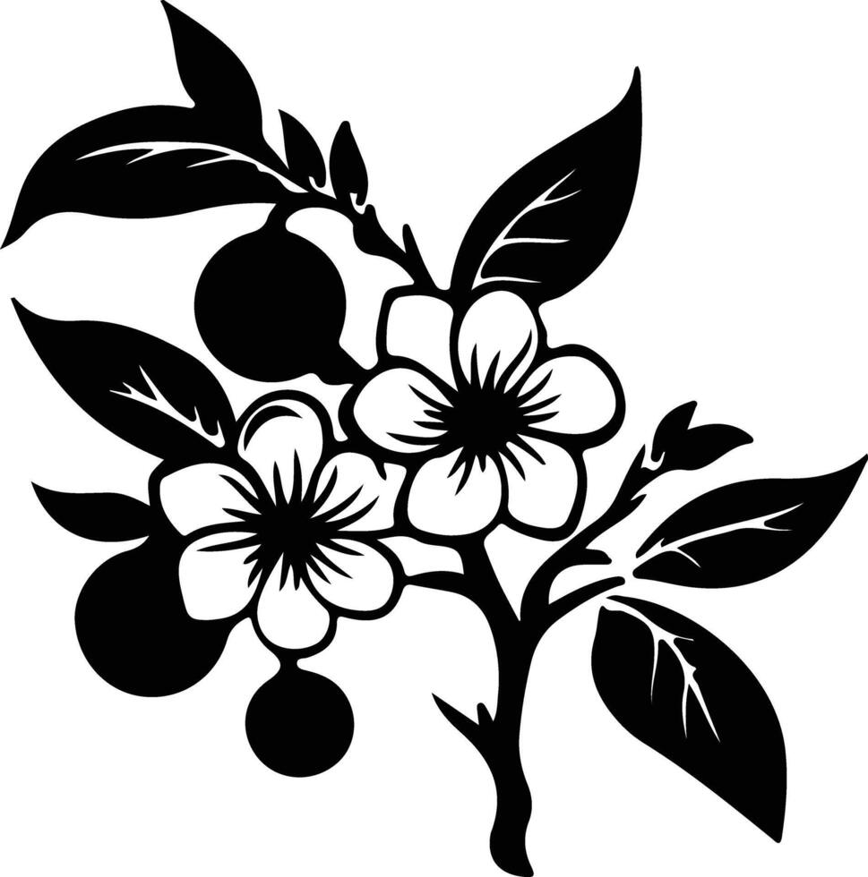 AI generated orange blossom  black silhouette vector