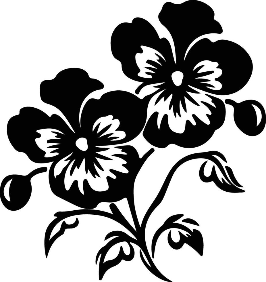 AI generated pansy  black silhouette vector