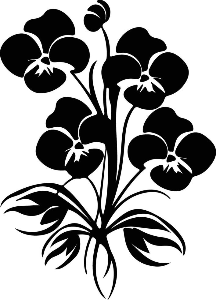 AI generated pansy  black silhouette vector