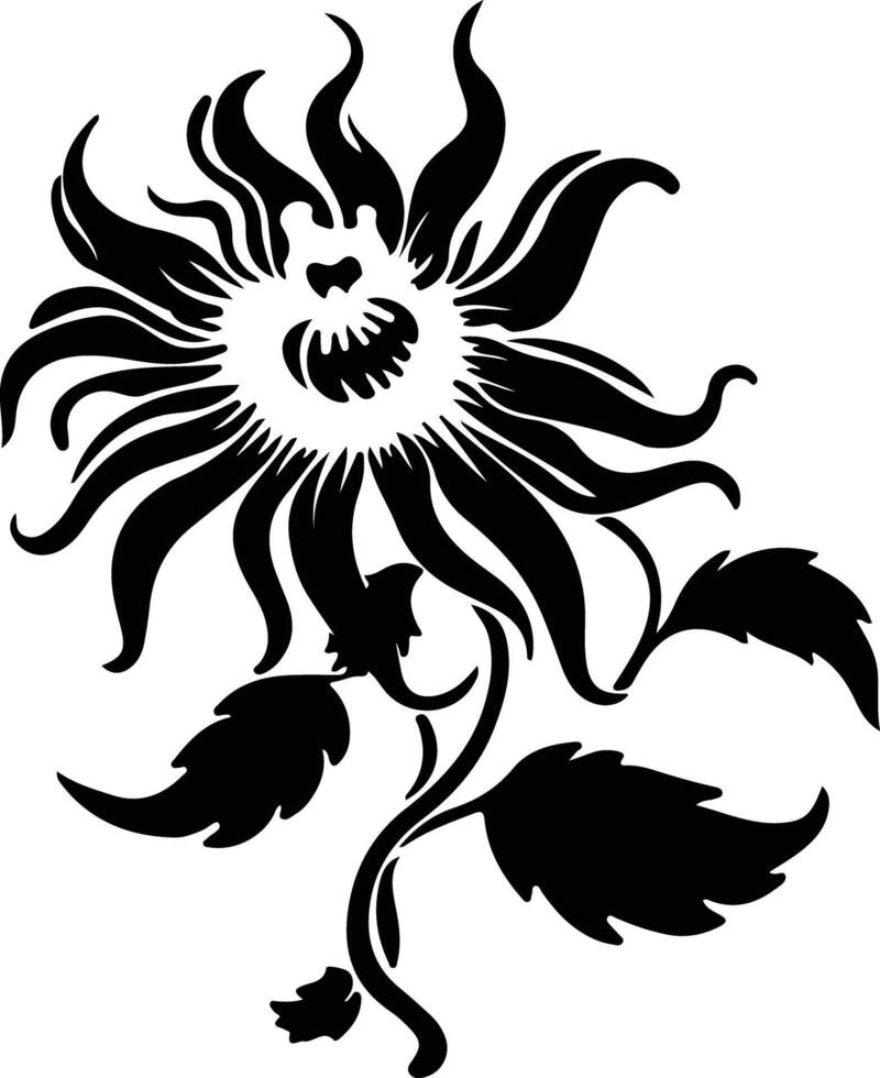 AI generated passionflower  black silhouette vector