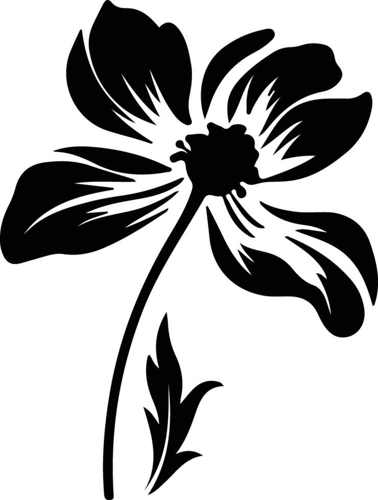 AI generated pasque flower black silhouette vector