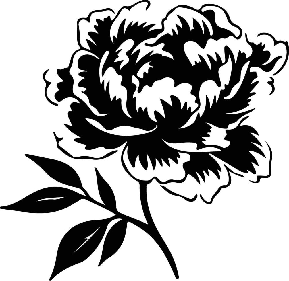 AI generated peony  black silhouette vector