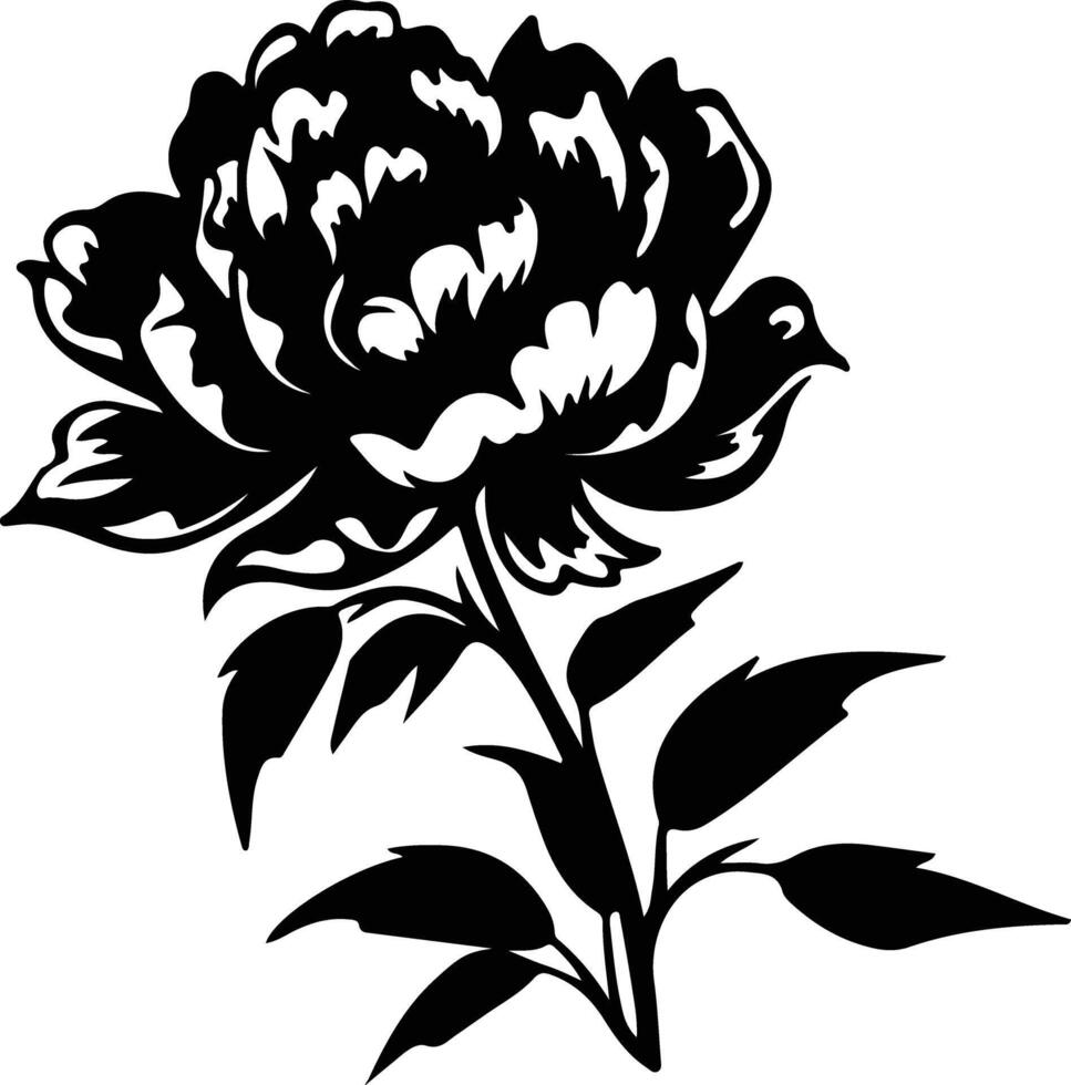 AI generated peony  black silhouette vector