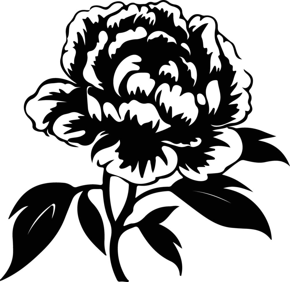 AI generated peony  black silhouette vector