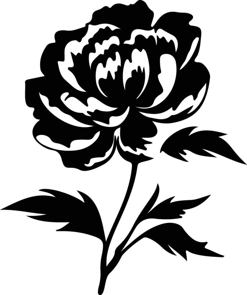 AI generated peony  black silhouette vector