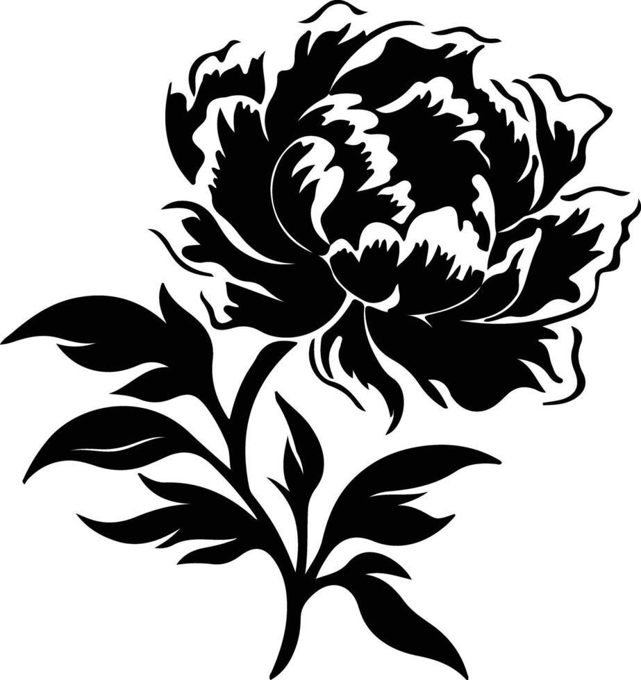 AI generated peony  black silhouette vector