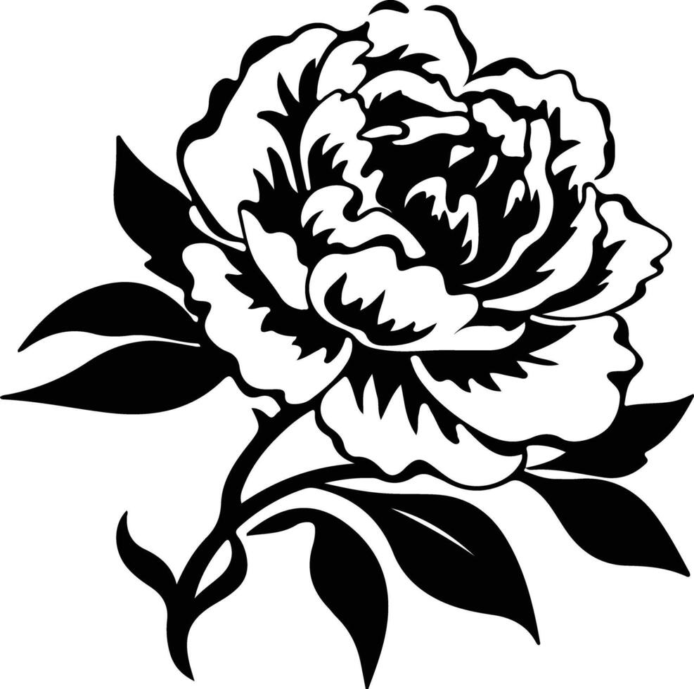 AI generated peony  black silhouette vector