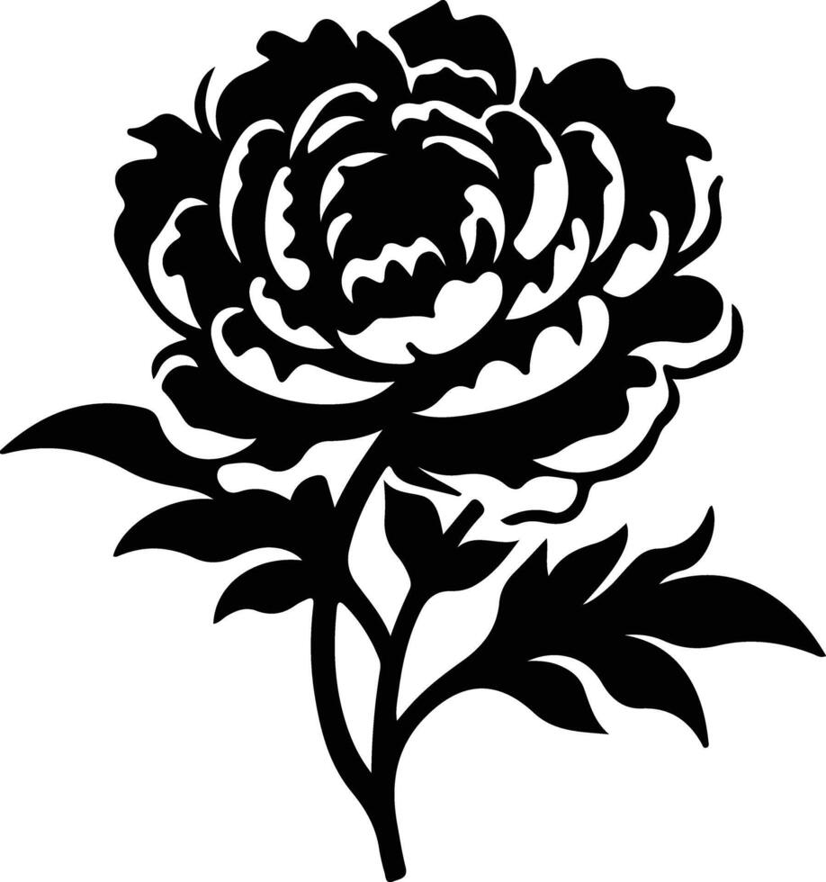 AI generated peony  black silhouette vector