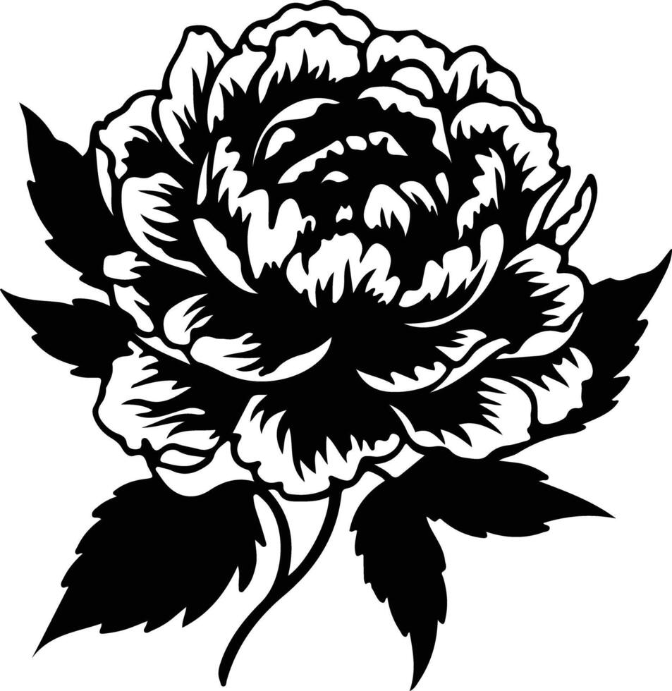 AI generated peony  black silhouette vector