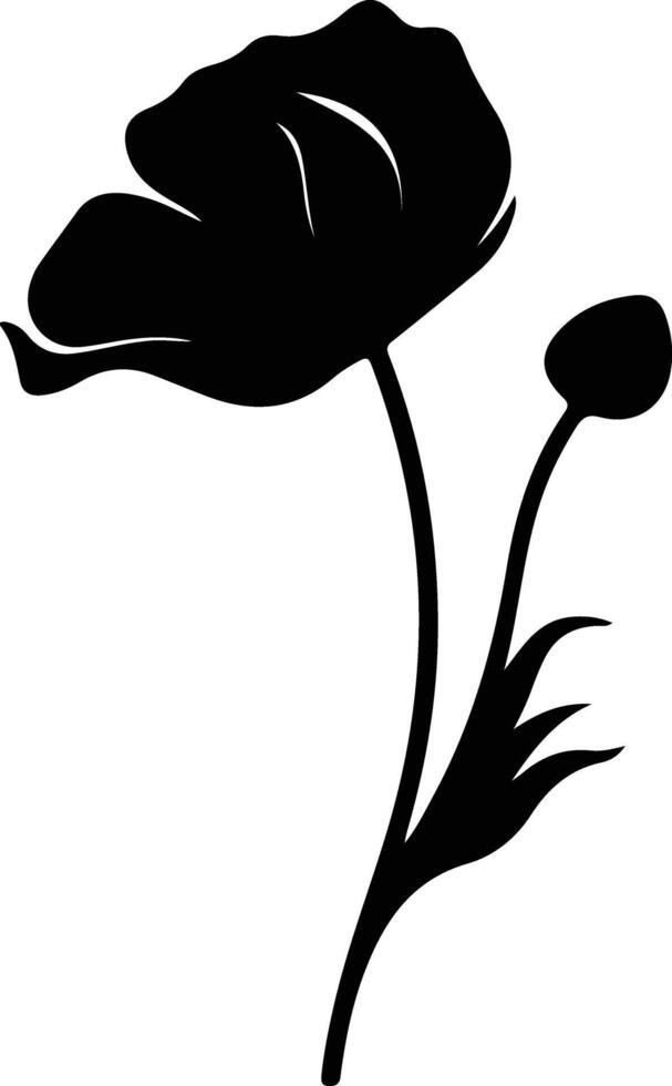 AI generated poppy black silhouette vector