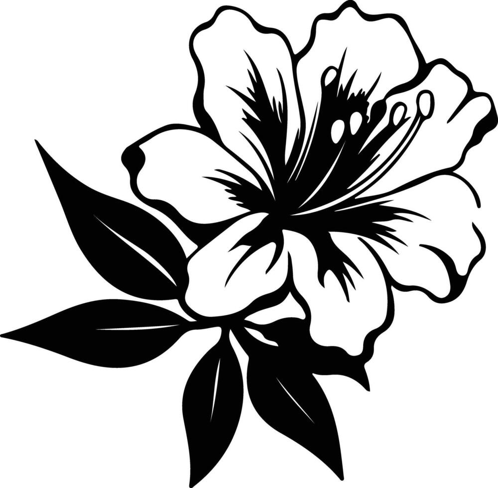 AI generated rhododendron  black silhouette vector