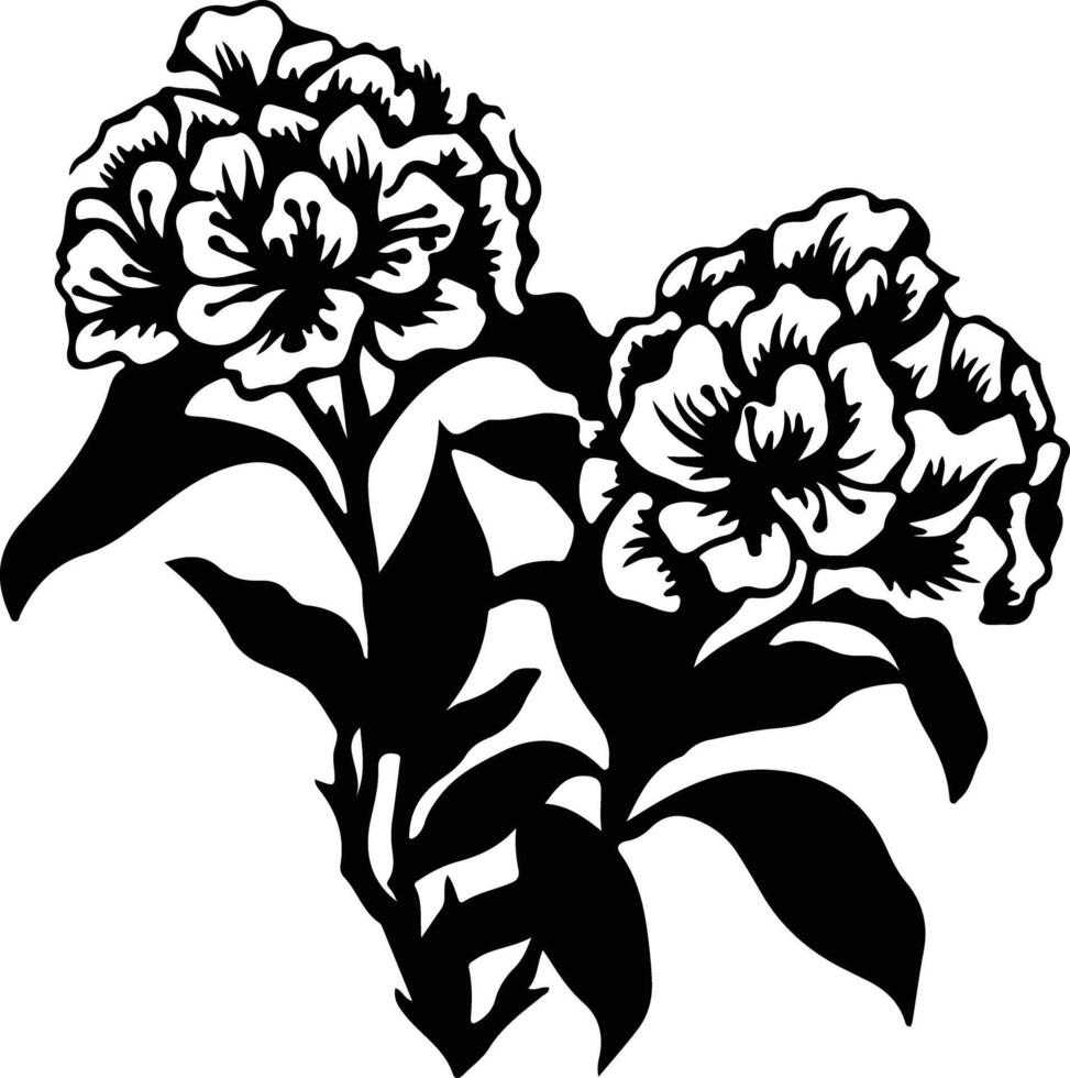 AI generated rhododendron  black silhouette vector
