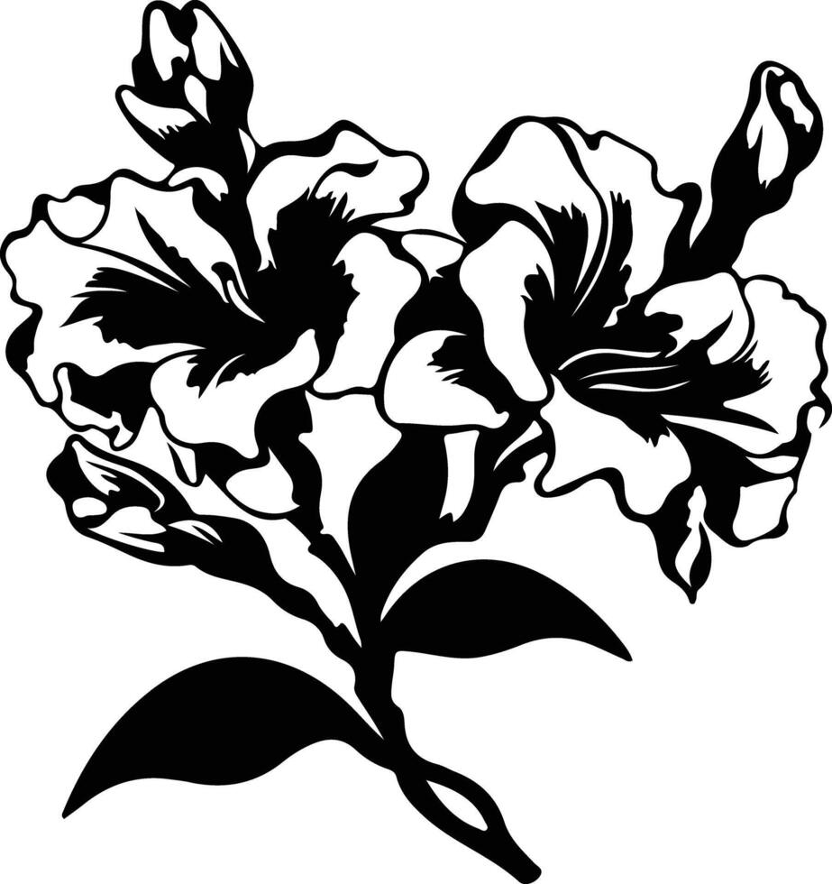 AI generated rhododendron  black silhouette vector