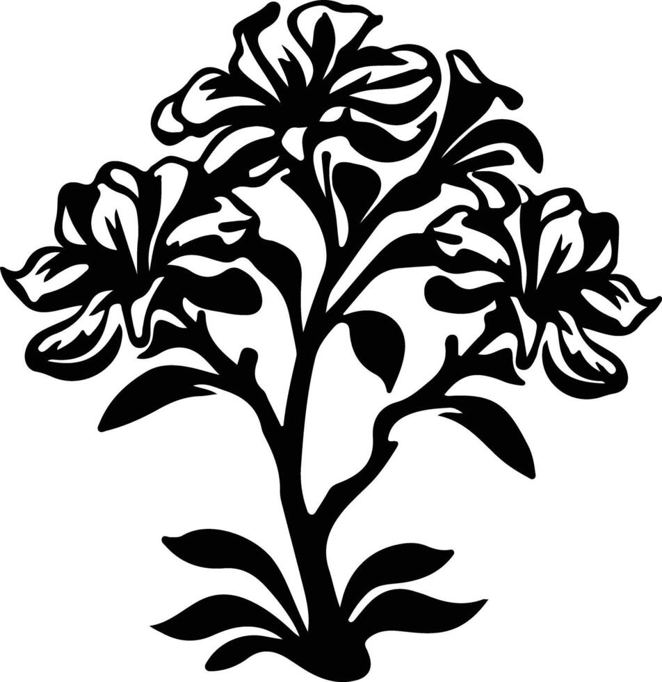 AI generated rhododendron  black silhouette vector