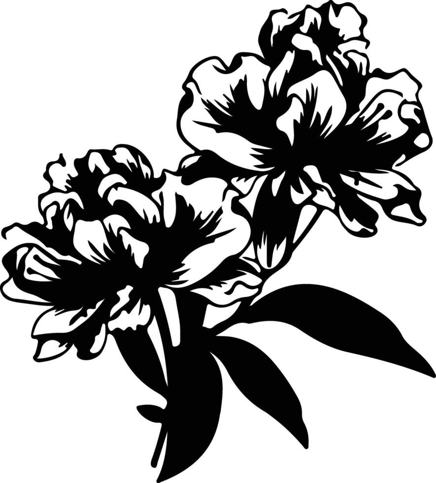 AI generated rhododendron  black silhouette vector