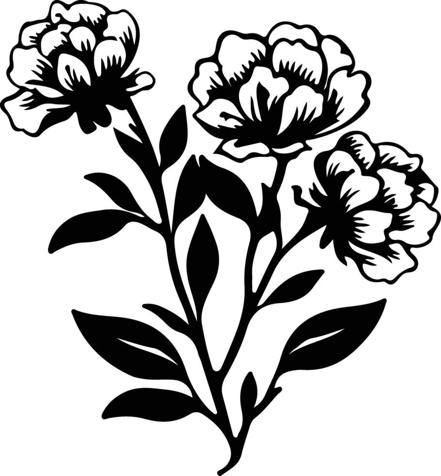 AI generated rhododendron black silhouette vector
