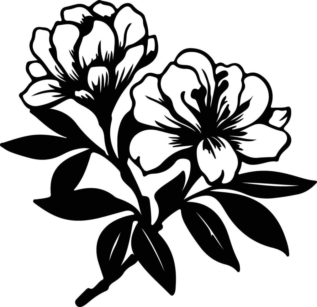 AI generated rhododendron  black silhouette vector