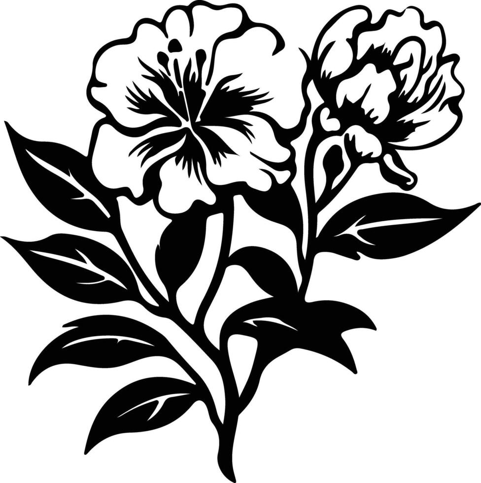 AI generated rhododendron  black silhouette vector