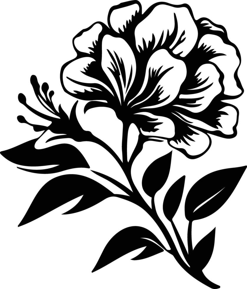 AI generated rhododendron  black silhouette vector