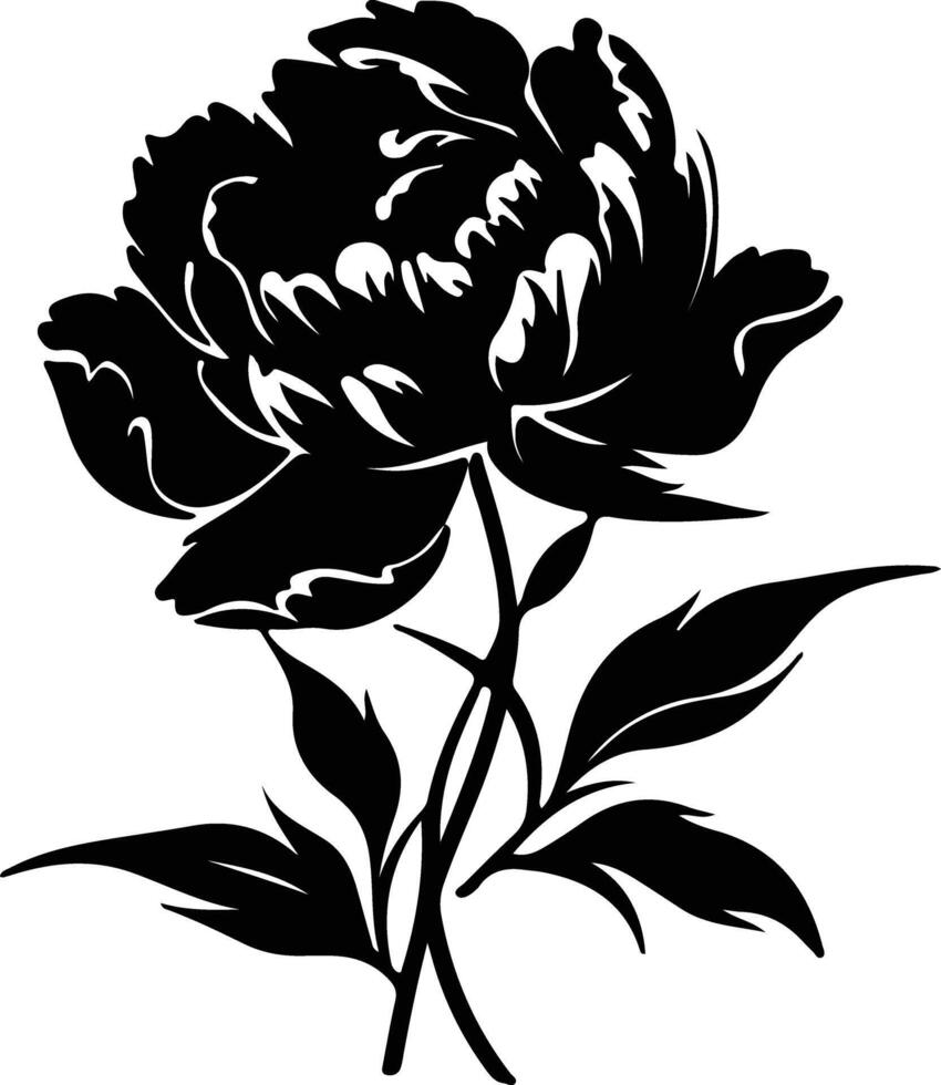 AI generated peony  black silhouette vector