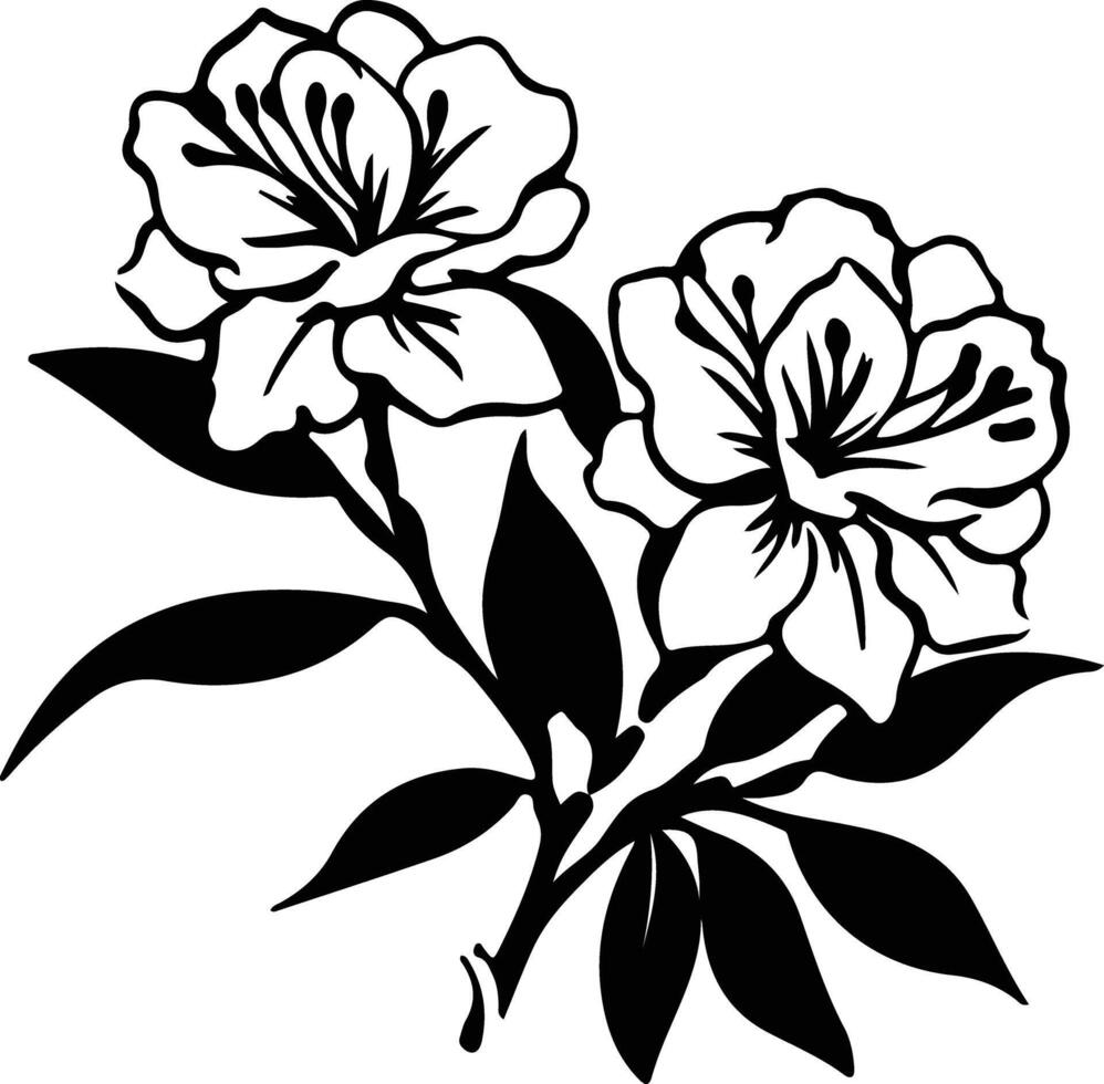 AI generated rhododendron  black silhouette vector