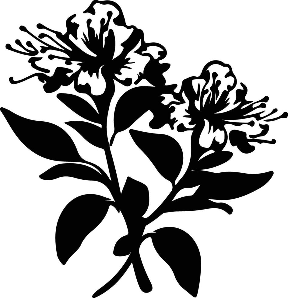 AI generated rhododendron  black silhouette vector