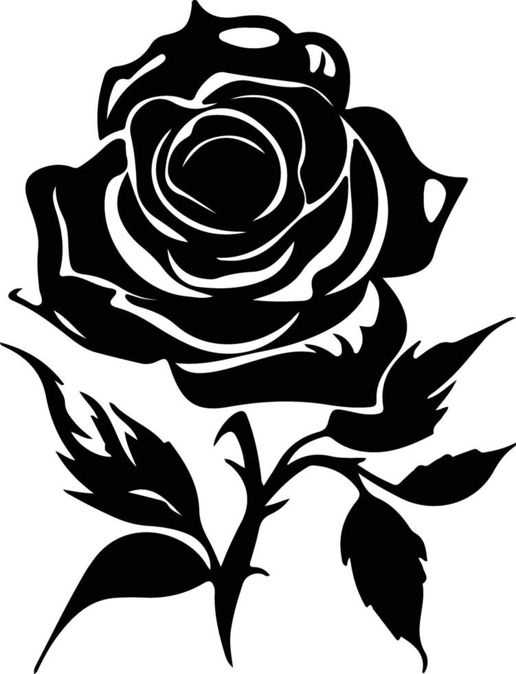 AI generated rose  black silhouette vector