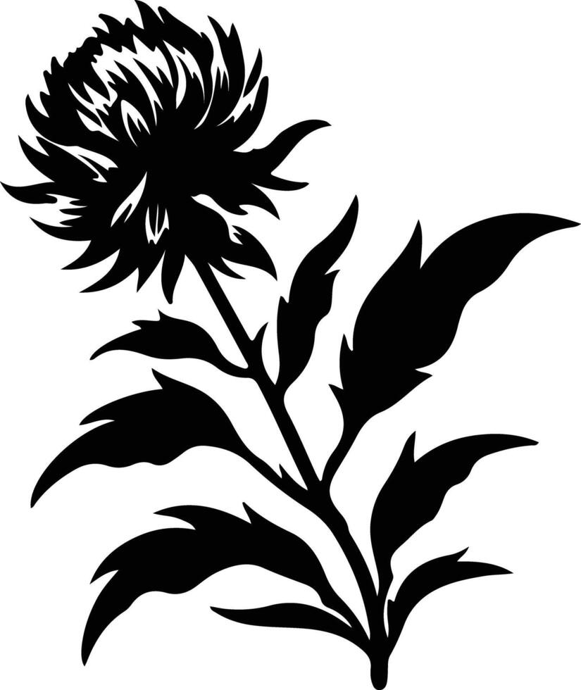 AI generated safflower  black silhouette vector