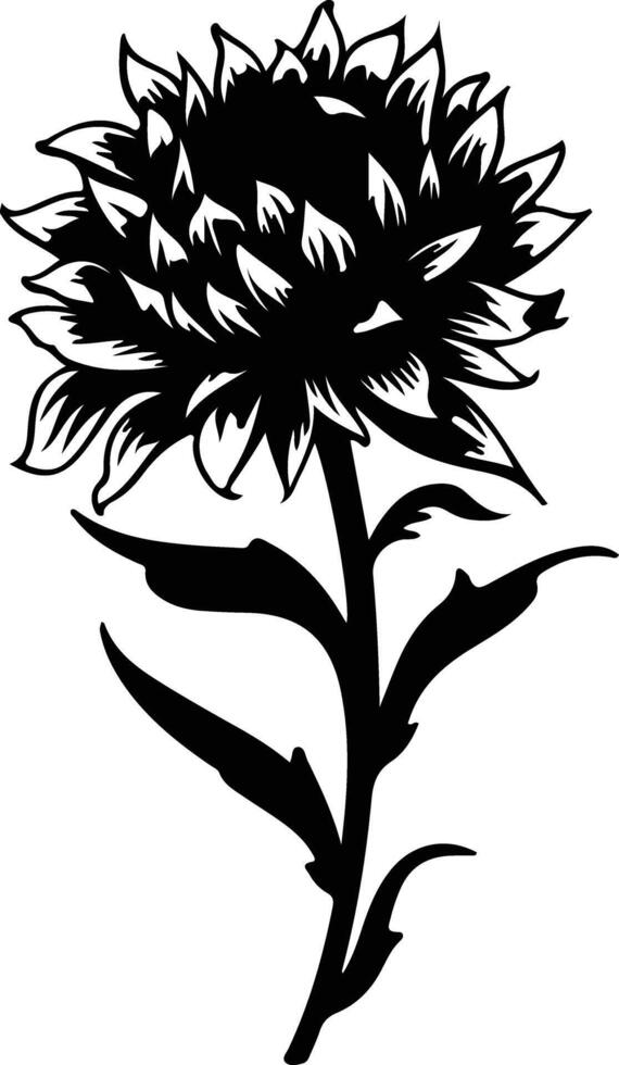 AI generated safflower  black silhouette vector