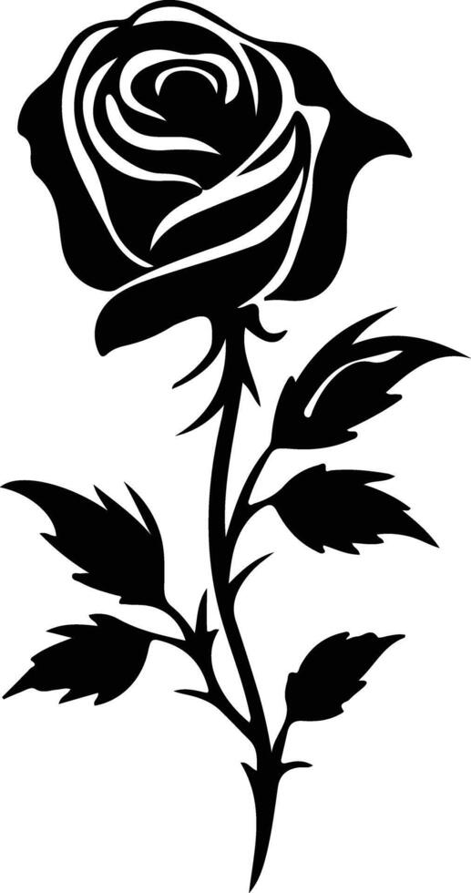 AI generated rose  black silhouette vector