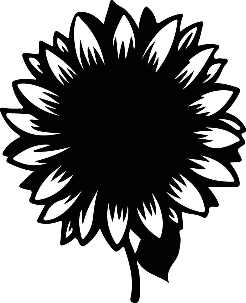 AI generated sunflower  black silhouette vector