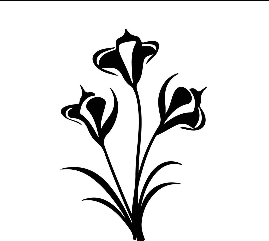 AI generated sego lily  black silhouette vector