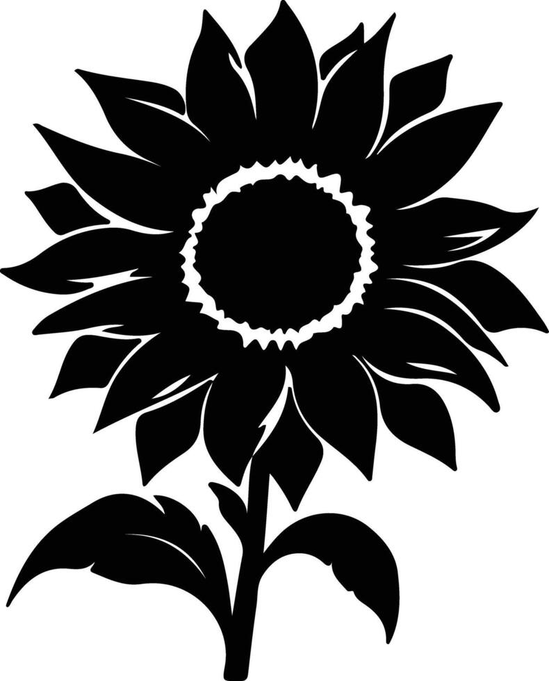 AI generated sunflower  black silhouette vector
