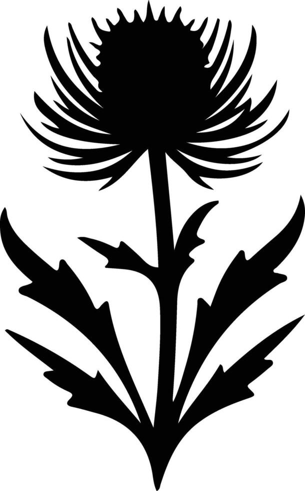 AI generated thistle  black silhouette vector