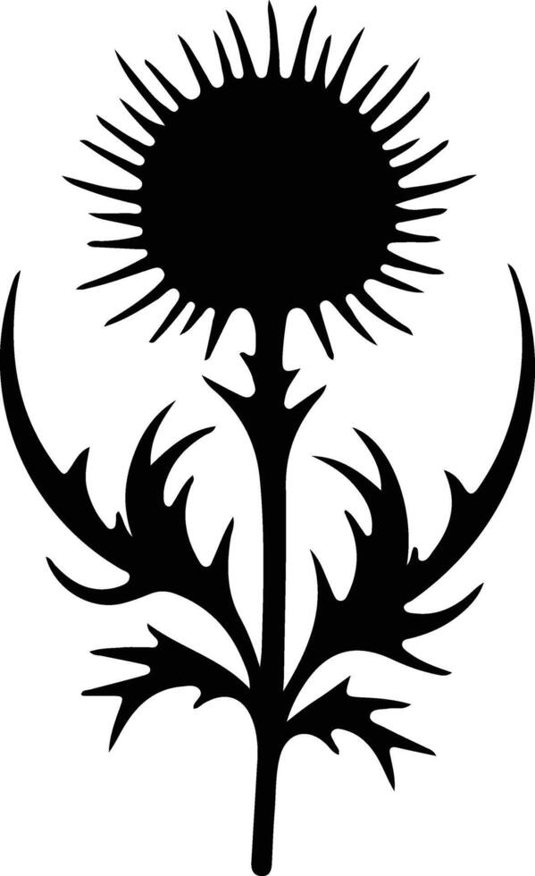 AI generated thistle  black silhouette vector