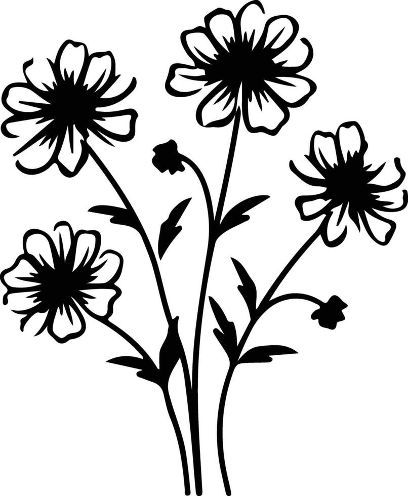 AI generated tickseed black silhouette vector