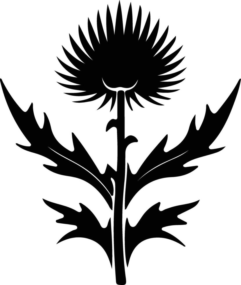 AI generated thistle  black silhouette vector