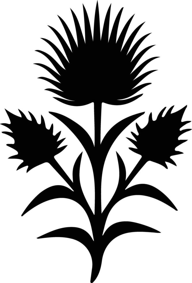 AI generated thistle  black silhouette vector