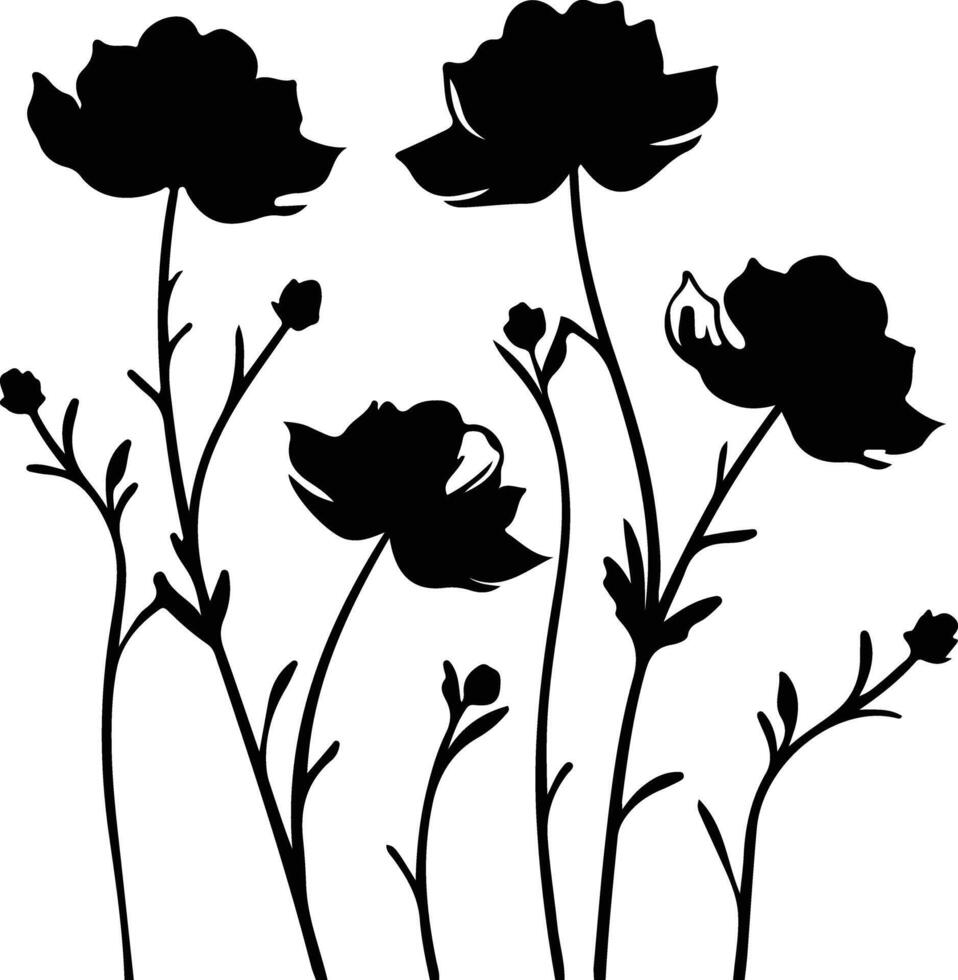 AI generated tickseed  black silhouette vector