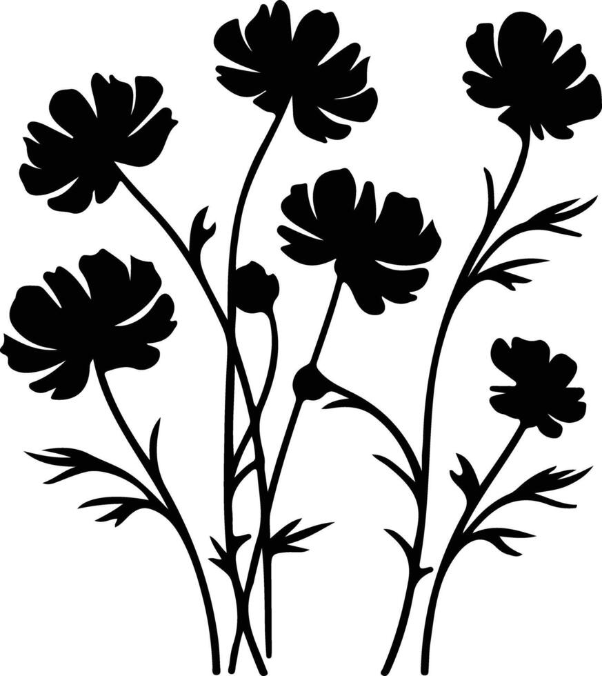 AI generated tickseed  black silhouette vector