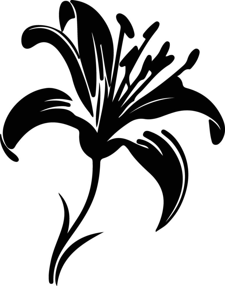 AI generated tiger lily  black silhouette vector