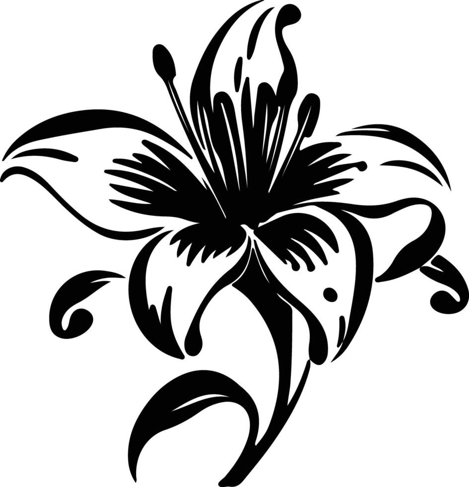 AI generated tiger lily  black silhouette vector