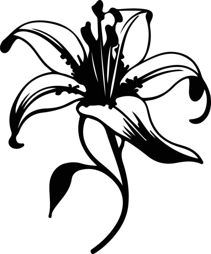 AI generated tiger lily  black silhouette vector