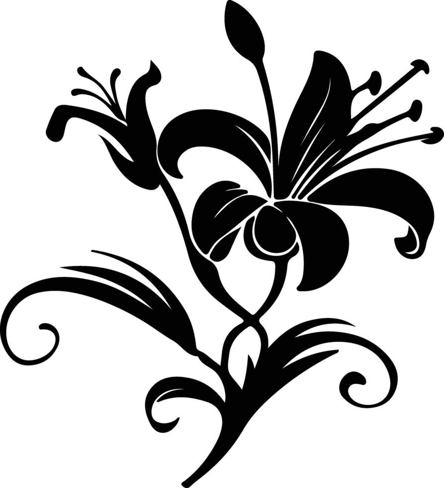 AI generated tiger lily  black silhouette vector