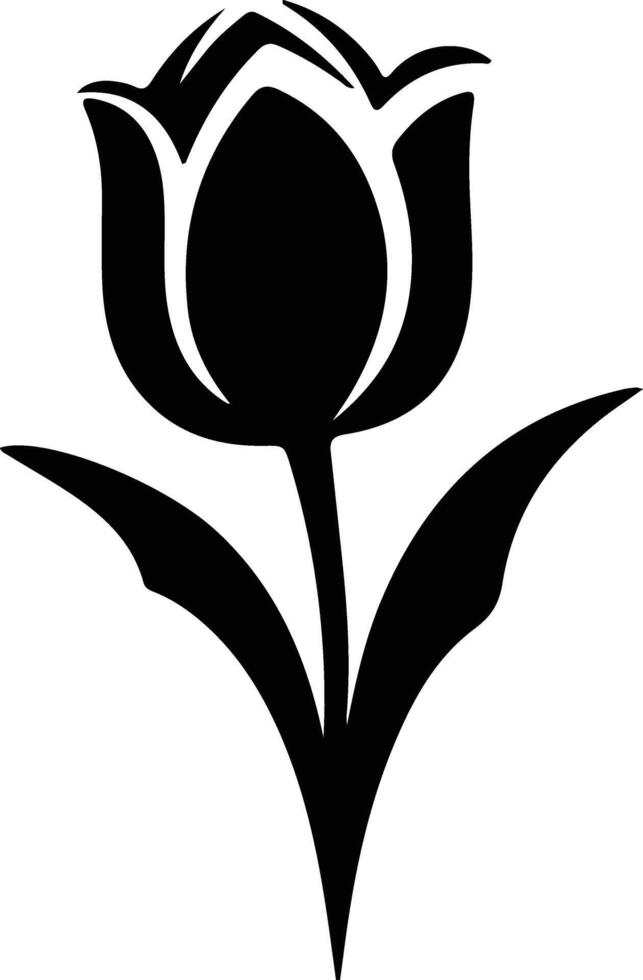 AI generated tulip  black silhouette vector