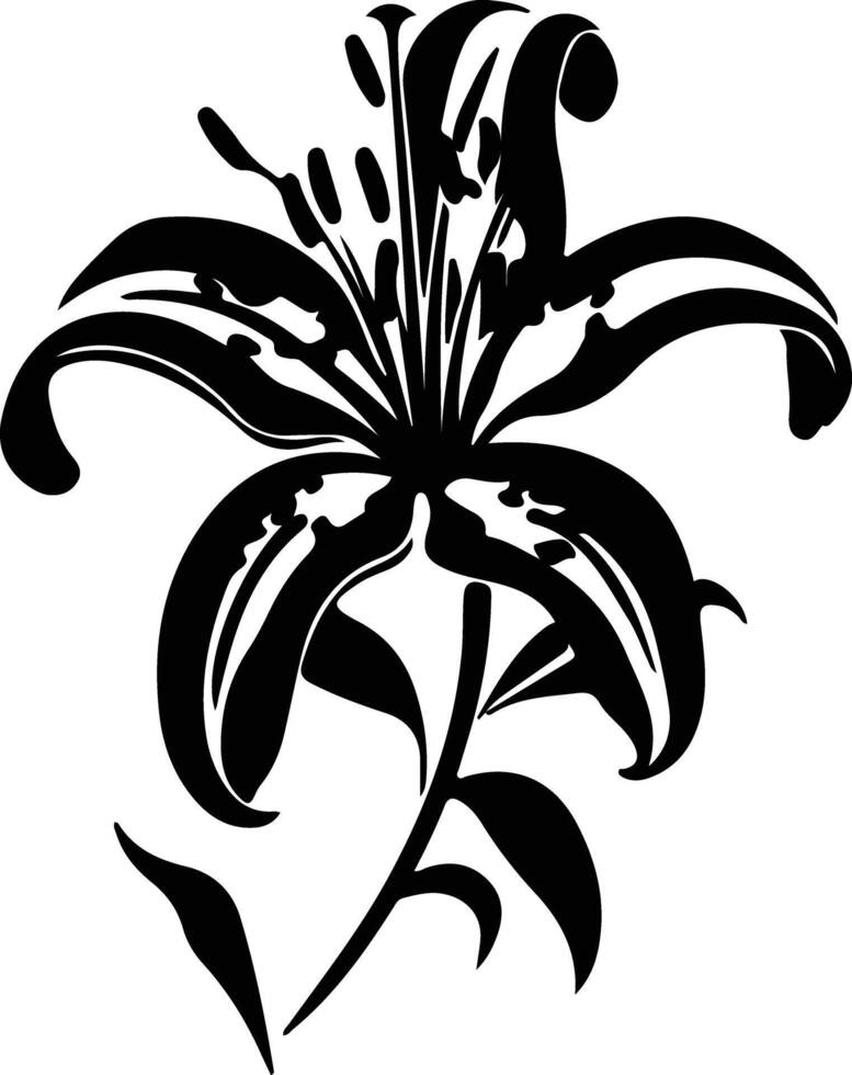 AI generated tiger lily  black silhouette vector