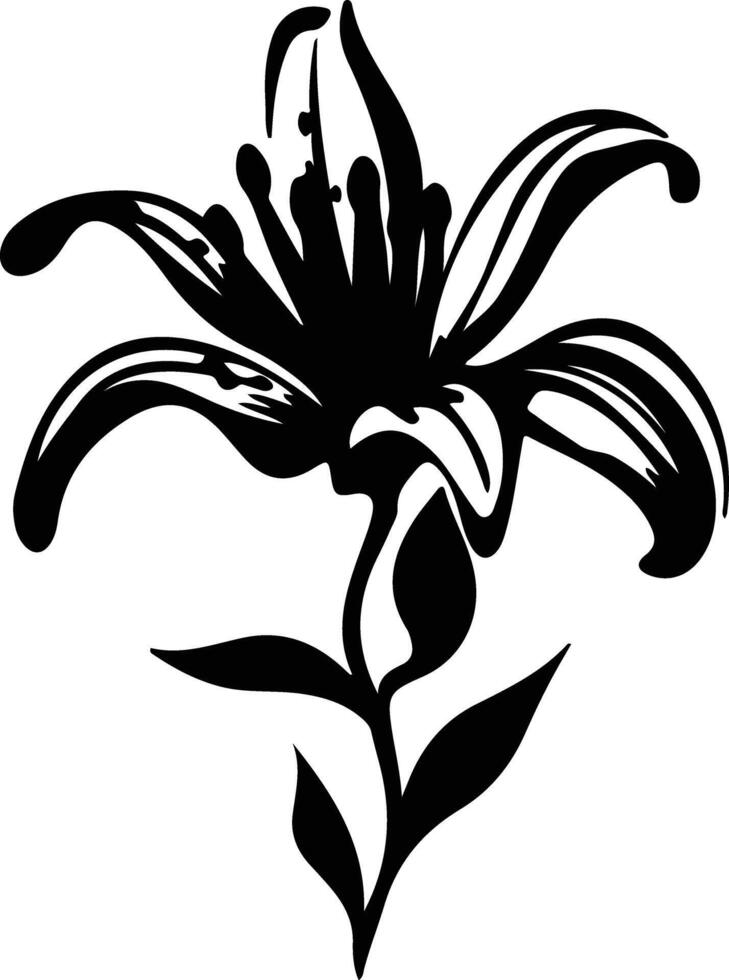 AI generated tiger lily  black silhouette vector