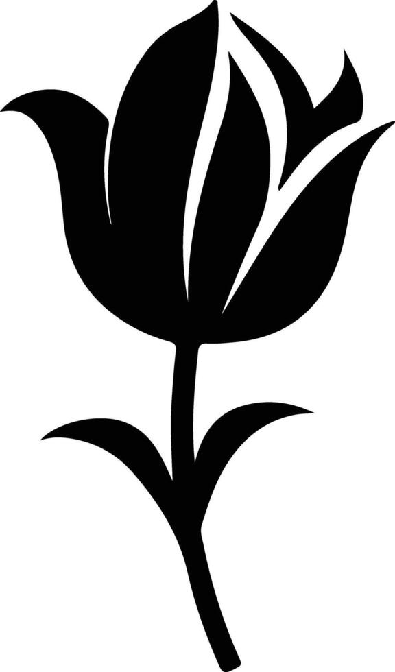 AI generated tulip  black silhouette vector