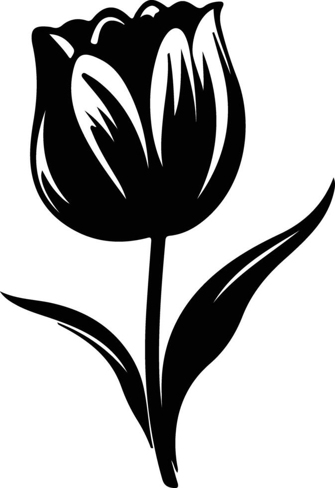 AI generated tulip  black silhouette vector